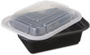 A Picture of product PCT-NC818B Pactiv VERSAtainer® Containers,  Black/Clear, 12oz, 4 1/2w x 5 1/2d x 1 3/4h, 150/Carton