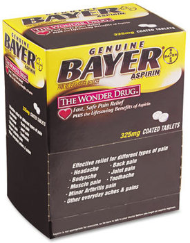 Bayer® Aspirin Tablets,  Two-Pack, 50 Packs/Box