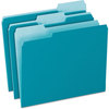 A Picture of product PFX-15213TEA Pendaflex® Colored File Folders 1/3-Cut Tabs: Assorted, Letter Size, Teal/Light Teal, 100/Box