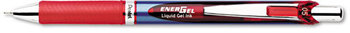 Pentel® EnerGel® RTX Retractable Liquid Gel Pen,  .5mm, Silver/Red Barrel, Red Ink