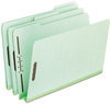 A Picture of product PFX-17181 Pendaflex® Heavy-Duty Pressboard Folders with Embossed Fasteners 1/3-Cut Tabs, 2" Expansion, 2 Letter Size, Green, 25/Box