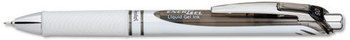 Pentel® EnerGel® RTX Retractable Liquid Gel Pen,  .5mm, White/Black Barrel, Black Ink