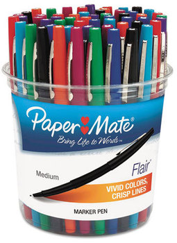 Paper Mate® Flair® Felt Tip Marker Pen,  Assorted Ink, Medium, 48 Pens/Set