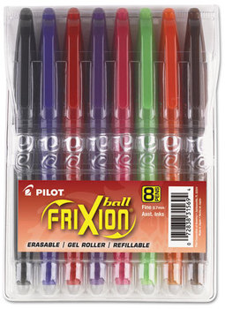 Pilot® FriXion Ball Erasable Gel Ink Stick Pen Pack,  Assorted Ink, .7mm, 8/Pack Pouch