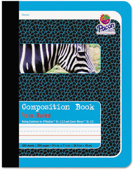 Pacon® Composition Book,  1/2" Ruling, 9-3/4 x 7-1/2, 100 Sheets