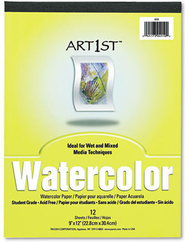 Pacon® Artist™ Watercolor Paper Pad,  9 x 12, White, 12 Sheets