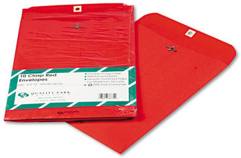 Quality Park™ Clasp Envelope,  9 x 12, 28lb, Red, 10/Pack