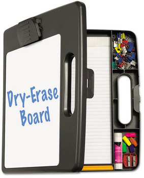 Officemate Portable Dry Erase Clipboard Case,  4 Compartments, 1/2" Capacity, Charcoal