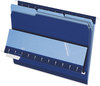 A Picture of product PFX-421013NAV Pendaflex® Interior File Folders 1/3-Cut Tabs: Assorted, Letter Size, Navy Blue, 100/Box