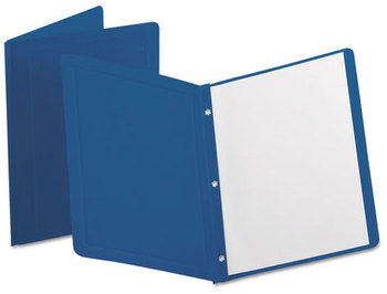 Oxford® Title Panel and Border Front Report Cover,  3 Fasteners, Panel and Border Cover, Dark Blue, 25/Box