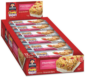 Quaker® Chewy® Yogurt Granola Bars,  1.23 oz Bar, Strawberry, 12/Box, 8 Box/Carton