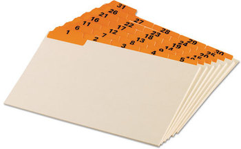Oxford® Manila Index Card Guides with Laminated Tabs,  Daily, 1/5 Tab, Manila, 5 x 8, 31/Set
