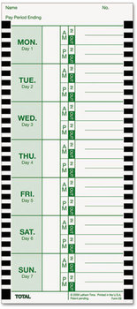 Lathem® Time Time Cards,  4 x 9, Weekly, 1-Sided, 100/Pack
