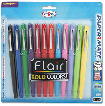 Paper Mate® Flair® Felt Tip Marker Pen,  Assorted Ink, Medium, Dozen