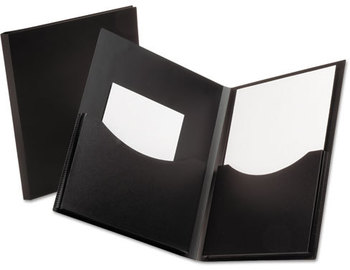 Oxford® Double Stuff® Twin-Pocket Folder,  200-Sheet Capacity Black