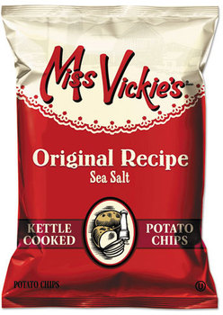 Miss Vickie's® Kettle Cooked Sea Salt Potato Chips,  1.375 oz Bag, 64/Carton