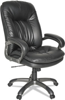 OIF Executive Swivel/Tilt Leather High-Back Chair,  Fixed Arched Arms, Black