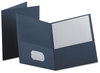 A Picture of product OXF-57538 Oxford® Twin-Pocket Folder,  Embossed Leather Grain Paper, Dark Blue