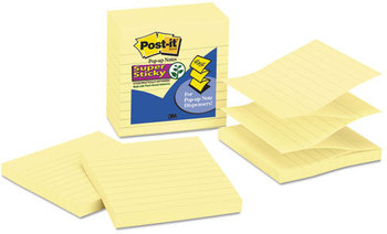 Post-it® Pop-up Notes Super Sticky Pop-up Notes Refills,  4 x 4, Canary Yellow, Lined, 90/Pad, 5 Pads/Pack