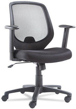 OIF Swivel/Tilt Mesh Mid-Back Chair,  Height Adjustable T-Bar Arms, Black