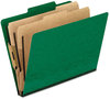 A Picture of product PFX-1257GR Pendaflex® Six-Section PressGuard® Colored Classification Folders,  Letter, Green, 10/Box