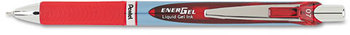 Pentel® EnerGel® RTX Retractable Liquid Gel Pen,  .7mm, Needle, Black/Gray Barrel, Red Ink