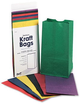Pacon® Rainbow® Bags,  6# Uncoated Kraft Paper, 6 x 3 5/8 x 11, Assorted Bright, 28/Pack