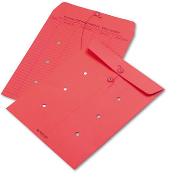 Quality Park™ Colored Paper String & Button Interoffice Envelope,  10 x 13, Red, 100/Box