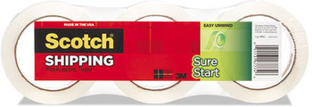 Scotch® Sure Start Packaging Tape,  1.88" x 54.6yds, 3" Core, Clear, 3/Pack