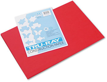 Pacon® Tru-Ray® Construction Paper,  76 lbs., 12 x 18, Festive Red, 50 Sheets/Pack