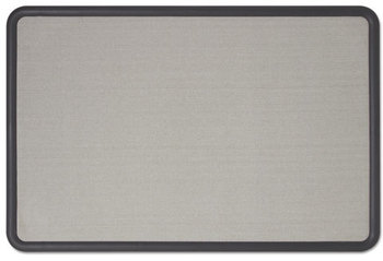 Quartet® Contour® Fabric Bulletin Board,  36 x 24, Gray Surface, Black Plastic Frame