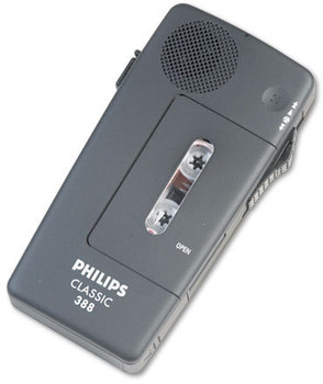 Philips® Pocket Memo 388 Slide Switch Mini Cassette Dictation Recorder,