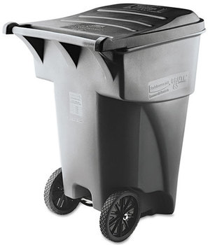 Rubbermaid® Commercial Brute® Roll-Out Heavy-Duty Container,  Square, Polyethylene, 95gal, Gray