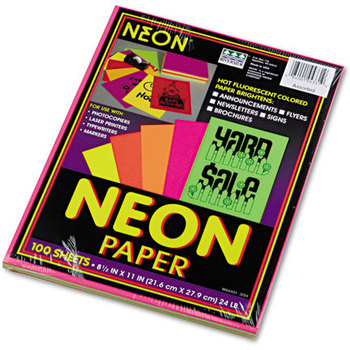 Pacon® Array® Colored Bond Paper,  24lb, 8-1/2 x 11, Assorted Neon, 100 Sheets/Pack