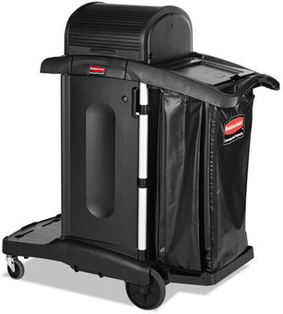 Rubbermaid® Commercial Executive High Security Janitorial Cleaning Cart,  23-1/10 x 39-3/5 x 27-1/2, Blk