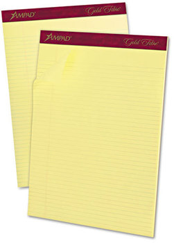 Ampad® Gold Fibre® Quality Writing Pads,  8 1/2 x 11 3/4, Canary, 50 Sheets, Dozen