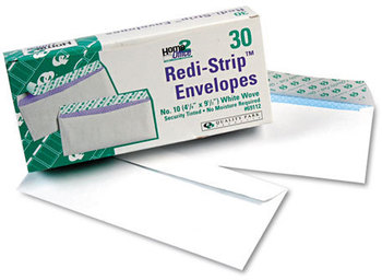 Quality Park™ Redi-Strip™ Envelope,  Contemporary, #10, White, 30/Box