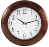 A Picture of product UNV-10414 Universal® Round Wood Wall Clock 12.75" Overall Diameter, Cherry Case, 1 AA (sold separately)