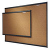 A Picture of product QRT-B244G Quartet® Prestige® Colored Cork Bulletin Board,  Brown Graphite-Blend Surface, 48 x 36, Aluminum Frame