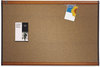 A Picture of product QRT-B244G Quartet® Prestige® Colored Cork Bulletin Board,  Brown Graphite-Blend Surface, 48 x 36, Aluminum Frame