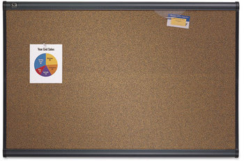 Quartet® Prestige® Colored Cork Bulletin Board,  Brown Graphite-Blend Surface, 48 x 36, Aluminum Frame
