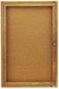 A Picture of product QRT-363 Quartet® Enclosed Indoor Cork Bulletin Board with Hinged Doors,  Natural Cork/Fiberboard, 24 x 36, Oak Frame