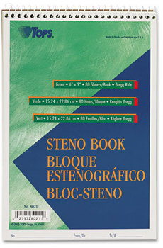TOPS™ Gregg Steno Books,  6 x 9, Green Tint, 80-Sheet Pad
