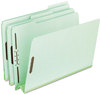 A Picture of product PFX-17182 Pendaflex® Heavy-Duty Pressboard Folders with Embossed Fasteners 1/3-Cut Tabs, 3" Expansion, 2 Letter Size, Green, 25/Box