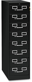 Tennsco Eight-Drawer Multimedia/Card File Cabinet,  15w x 52h, Black