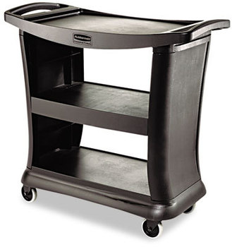 Rubbermaid® Commercial Executive Service Cart,  Three-Shelf, 20-1/3w x 38-9/10d, Black