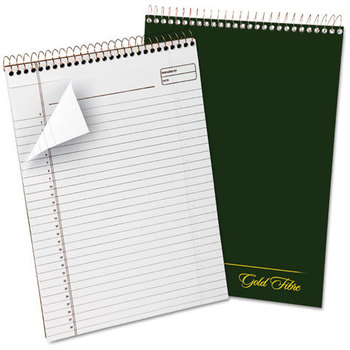 Ampad® Gold Fibre® Wirebound Writing Pad with Cover,  8 1/2 x 11 3/4, White, Green Cover