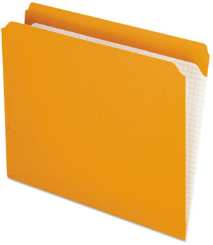 Pendaflex® Double-Ply Reinforced Top Tab Colored File Folders,  Straight Cut, Letter, Orange, 100/Box