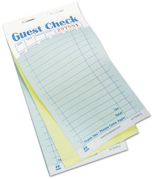 Royal Guest Check Book,  Carbonless Duplicate, 3 2/5 x 6 7/10, 50/Book, 50 Books/Carton