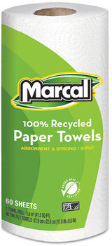 Marcal® 100% Premium Recycled Roll Towels,  9 x 11, 60 Sheets, 15 Rolls/Carton